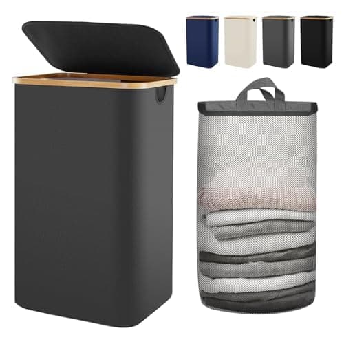 Bathola 120L Laundry Hamper with Lid, Dirty Clothes Hampers for Laundry, Collapsible Laundry Baskets for Small Spaces, Bedroom, Bathroom, Laundry Room, Grey 8