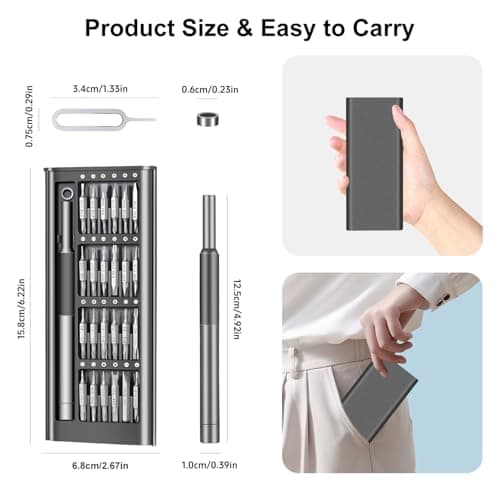 Viunonu 52-in-1 Precision Screwdriver Set, Magnetic Mini Repair Tool Kit for iPhone, Computer, Eyeglass, PS5, Watch, Laptop, Macbook, Ring Doorbell, Electronic, [S2 Steel] Screw Driver Gifts for Men 6