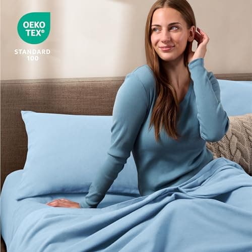 Bare Home Flannel Standard Pillowcases Set of 2-100% Cotton - Velvety Soft & Cozy - Double Brushed Heavyweight Flannel Pillowcases (Standard Pillowcase Set of 2, Light Blue) 5