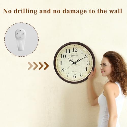 Geevon Vintage Wall Clock, Silent 16" Non Ticking Retro Round Clock Quartz Decorative Battery Operated Wall Clock for Kitchen,Office,Classroom,Bedroom,Living Room Decor 6