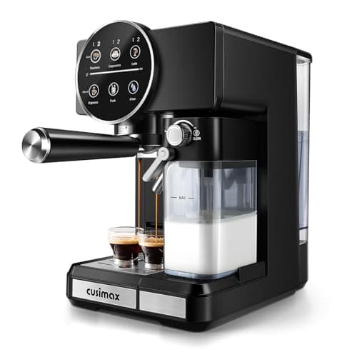 CUSIMAX Expresso Coffee Maker with Milk Frother,Cappuccino Machine Makes Espresso,Cappuccino,and Lattes with One-Touch Ease,and the Manual Mode Makes Creative Coffees with Cleaning Function