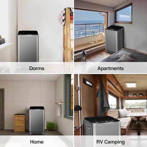 Tymyp Small Washer Machine for Apartment, Washer and Dryer Combo with LED Display, 17.8LBS Apartment Washing Machine with 10 Washing Programs, Transparent Grey 7