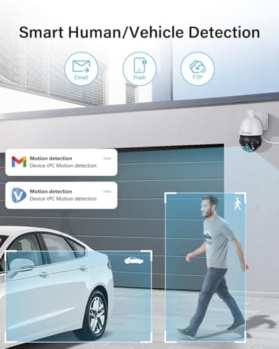 Jennov 6MP PoE IP Camera Outdoor with Pan Tilt 20X Optical Zoom, 360 Speed Dome PTZ Security Camera with 160ft IR Night Vision, Spotlights Color Night Vision, Human Detection, Onvif Compatible 5