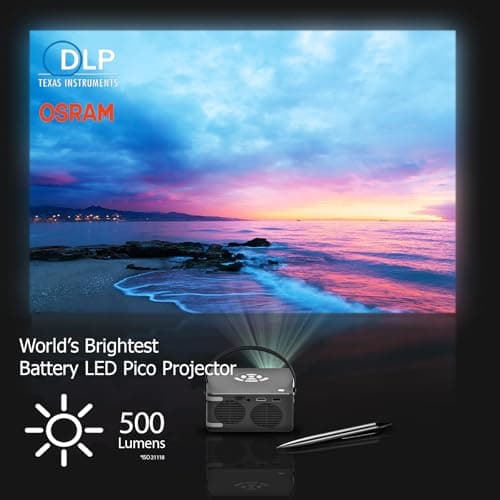 [6 Hr Battery] Worlds Brightest LED Battery Projector AAXA P6 Ultimate Smart Projector, USBC Video, 20000mah, WiFi 6 BT 5.4, Direct Smartphone Mirroring, Portable Mini Projector, 1080p 2