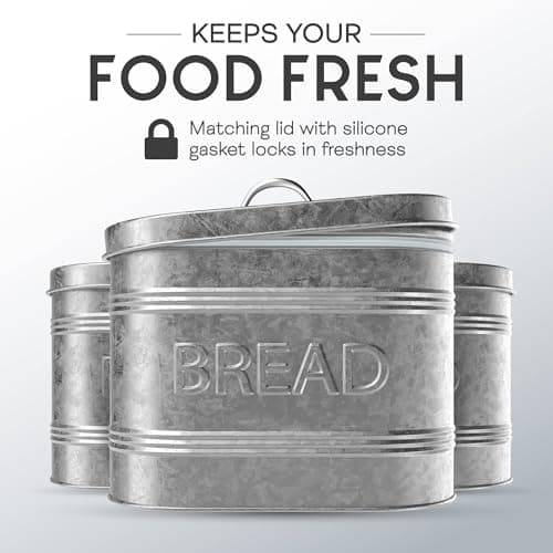 Amici Home, , Rustic Kitchen Galvanized Metal Bread Storage Bin, 288 oz, Gray 8