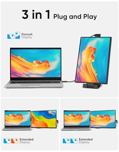 Dopesplay Laptop Screen Extender, 14" FHD 1200P IPS External Portable Monitor for Laptop, Plug & Play Dual Screen Monitor for 14"-17" Laptops, Compatible with Mac, Wins, Chrome, Android, Dex 6