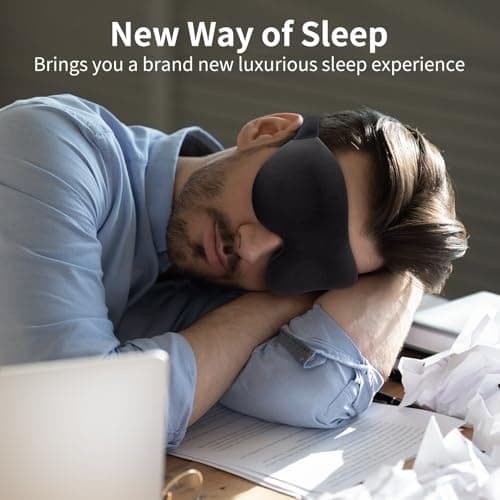 NEWVANGA Sleep Mask for Back and Side Sleeper, Block Out Light, Luxury Sleeping Eye Mask of 3D Night Blindfold, Zero Pressure Breathable Travel Eye Cover Black 7