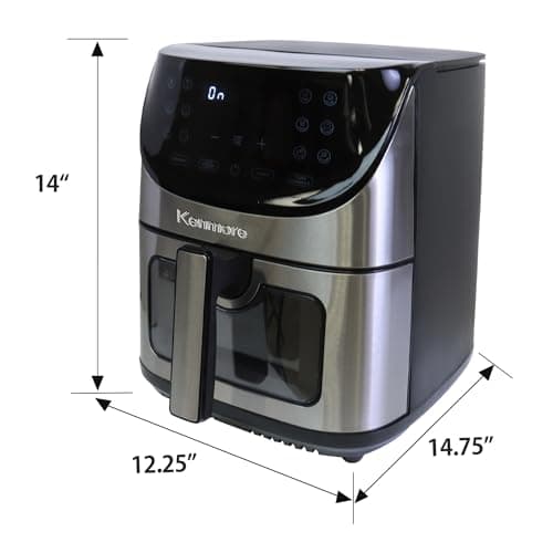 Kenmore Air Fryer - 8 quart aerogrill, non-stick frying basket, french fry, digital touch screen, 12 presets, freidora eléctrica, countertop cooking kitchen appliance, stainless steel, black 7