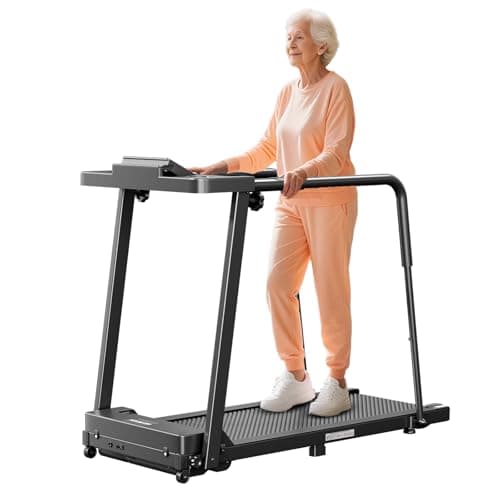 KEY2FUN Walking Treadmill with Long Handrail for Balance, Recovery Fitness Exercise Machine, Treadmills for Home with Holder for Phone & Cup, 300 lbs Capacity, with LCD Display