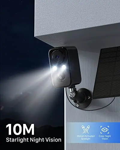 IHOXTX Security Cameras Wireless Outdoor: Cameras for Home Security WiFi Camera with Solar Panel Battery Powered Surveillance System Kit Motion Sensor Alarm Floodlight Night Vision IP66 Waterproof 5