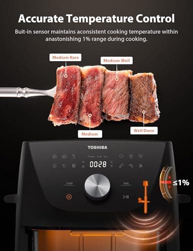 Toshiba 7.7QT Air Fryer, Family-Size for Quick and Easy Meals, 12 Preset Menus and Menu-IQ Function, 1°F Precision, 90% less fat, Double-sided Handles Easy Carrying 5