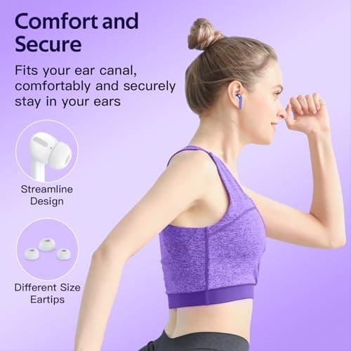 TAGRY Bluetooth Headphones True Wireless Earbuds 60H Playback LED Power Display Earphones with Wireless Charging Case IPX5 Waterproof in-Ear Ear buds with Mic for TV Smart Phone Laptop Computer Sports 7