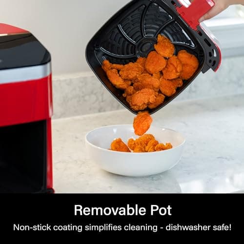 Deco Chef 5.8QT Air Fryer, 8-in-1 Smart Cooking Programs, Nonstick and Dishwasher-Safe Basket, Red 7