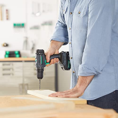 Amazon Brand - Denali by SKIL 20V Cordless Drill Driver Kit with 2.0Ah Lithium Battery and 2.4A Charger, Blue, 26.0"L x 18.1"W x 18.1"H 6