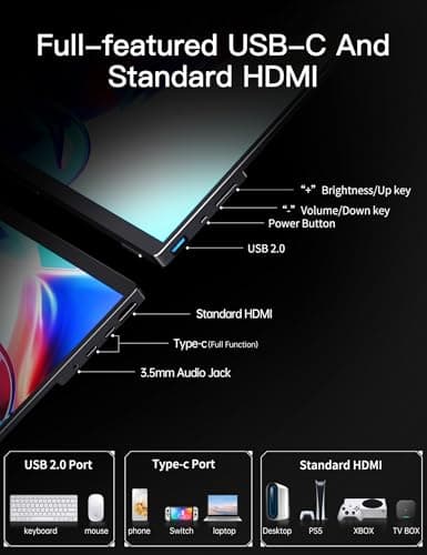 VOKENSU Portable 2K 144Hz Monitor, 16" 2560x1600 QHD Gaming HDR FreeSync, Ultra Slim Travel Screen w/Kickstand & Speaker for Laptop Switch Xbox PS5/4 8