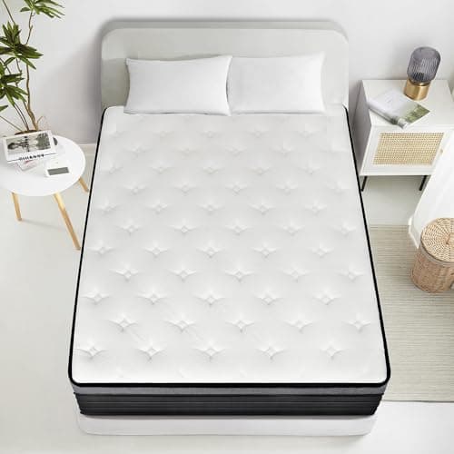 EIUE Queen Size Mattress - 10 Inch Hybrid, Pocket Spring, Medium Firm, Breathable & Supportive,Light White 7