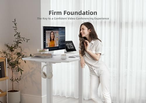 Seang Standing Desk with Adjustable Height, Electric Stand Up Desk 55x24 Inch for Home Office, Studio, Computer Workstation, White 9