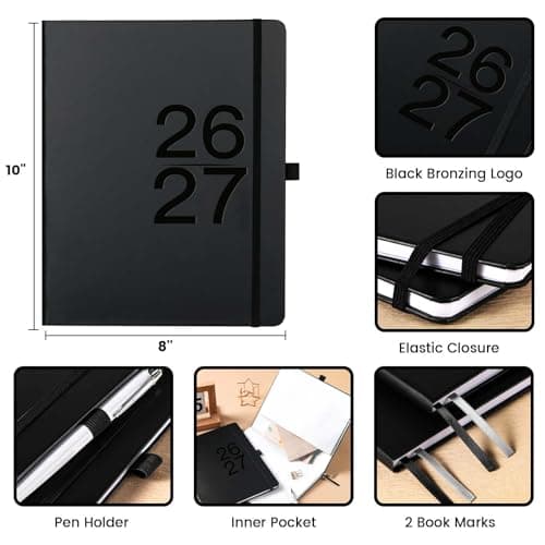 2026-2027 Planner - Weekly Monthly Planner 2026-2027, 8" x 10", JUL.2026 - JUN. 2027, Academic Calendar with Weekly Note Page, Hardcover, Pen Loop, Elastic Band, Inner Pocket 6