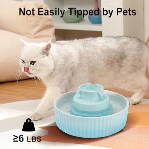 Lawfery Ceramic Cat Water Fountain, 2.1L/71oz Cat Fountain with 3 Carbon Filters and 2 Quiet Pumps, Cupcake Pet Water Dispenser for Cats and Dogs (Light Blue) 7