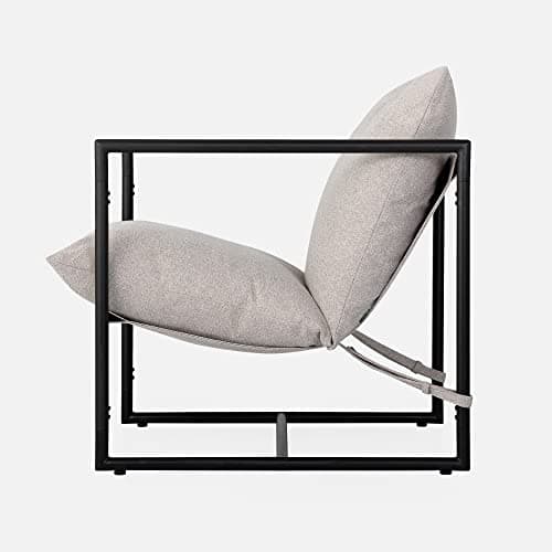 Zinus Aidan Sling Accent Chair, Metal Framed Armchair with Shredded Foam Cushioning, Oatmeal 12