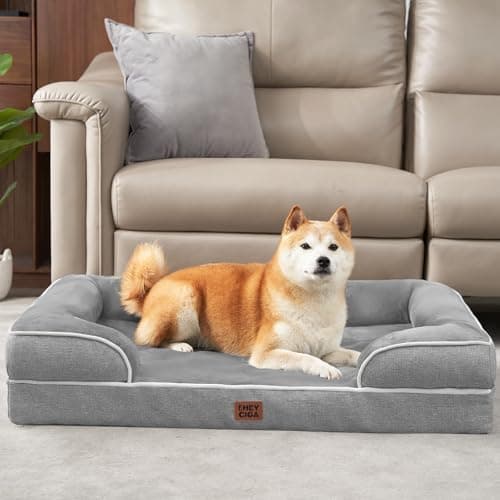 EHEYCIGA Orthopedic Dog Beds Large Sized Dog, Waterproof Memory Foam Pet Bed with Sides, Non-Slip Bottom Large Pet Bed with Washable Removable Cover, Grey 9