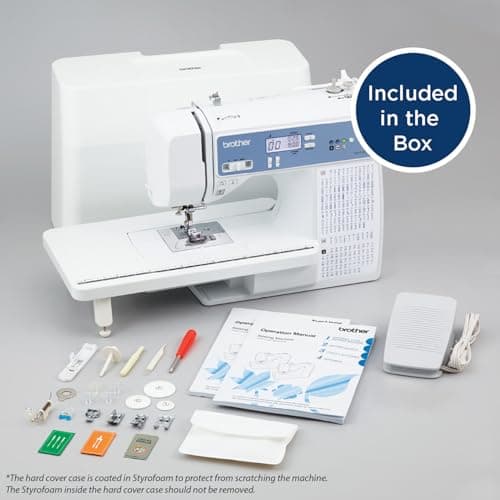 Brother Sewing and Quilting Machine, Computerized, 165 Built-in Stitches, LCD Display, Wide Table, 8 Included Presser Feet, White, 20x12x17 7