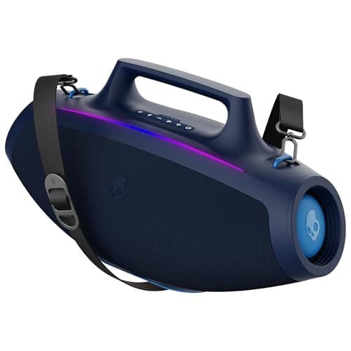 Skullcandy Barrel Bluetooth Boombox Speaker – Water-Resistant Wireless Portable Speaker, with LED Lightshow Mode, 12 Hour Battery, Multi-Link, & USB-C & USB-A Output Charging