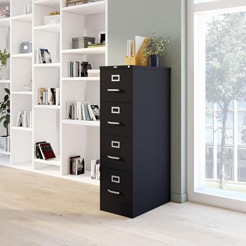Staples 4-Drawer Vertical File Cabinet, Letter Size Documents, Lockable, 25" D x 15" W x 51.97" H, Black 7