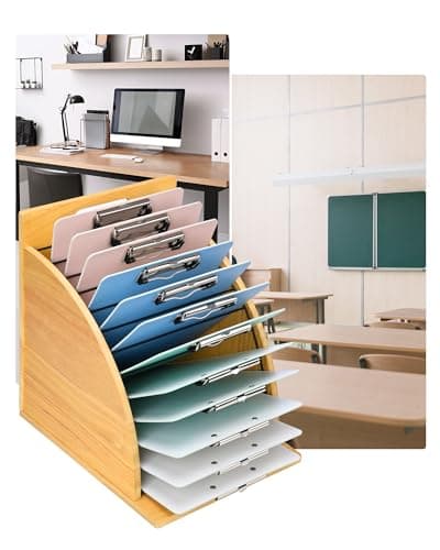HULISEN Clipboard Holder, Wooden Clipboard Organizer with Raised Side Panel, Clip Board Storage Rack for Classroom and Office, Clip Boards not Included 7