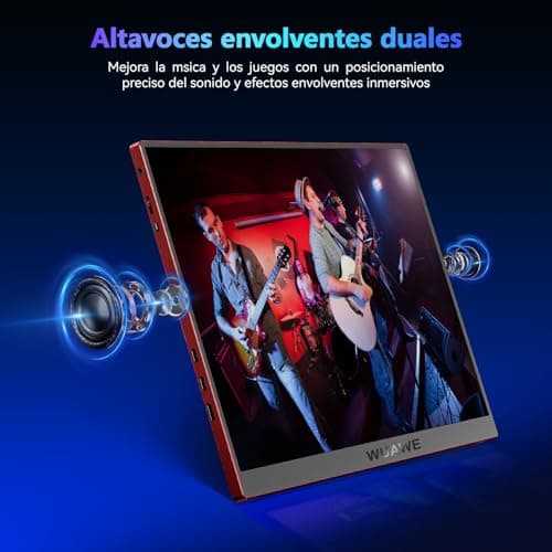 WUAWE 16" 1200P 120Hz Portable Monitor, 100% sRGB Portable Gaming Monitor with Built-in Stand, HDR and Freensync, External USB C Monitor for Laptop, PC, Phone, Switch and PS5, Red 6