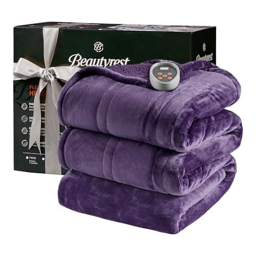 Beautyrest Electric Blanket, Soft, Warm, Reversible Plush - Sherpa Heating Blanket with 20 Heat Settings, 1-10 hrs Timer Auto Shut Off, Machine Washable, Full (84 inx80 in), Purple