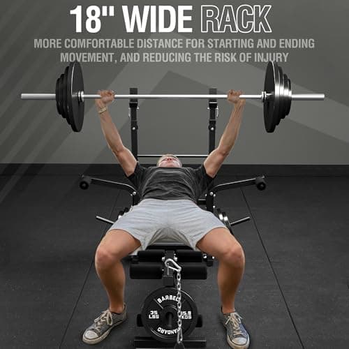 Mikolo 8 in 1 Olympic Weight Bench Set with Leg Extension and Leg Curl, Multi-Function Bench Press Set with Preacher Curl Pad and Chest Fly, Full-Body Strength Training Equipment 6