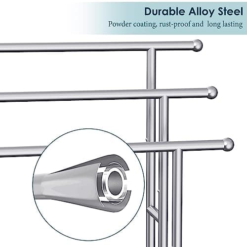40" Tall Freestanding Towel Racks for Bathroom, 3 Tier Floor Towel Rack with Storage Basket, Blanket Ladder Drying and Display Rack for Large Bath & Hand Towel Outdoor Poolside 6