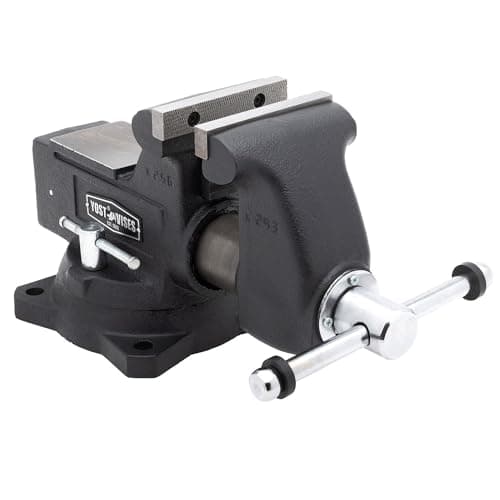 Yost HD450-C Heavy Duty 4-1/2 Inch Mechanics Work Bench Vise | Heavy Duty Woodworking & Metal Work Table with Secure Grip Swivel Base | 60,000 PSI Casting Iron Material with Extra-large Anvil Surface