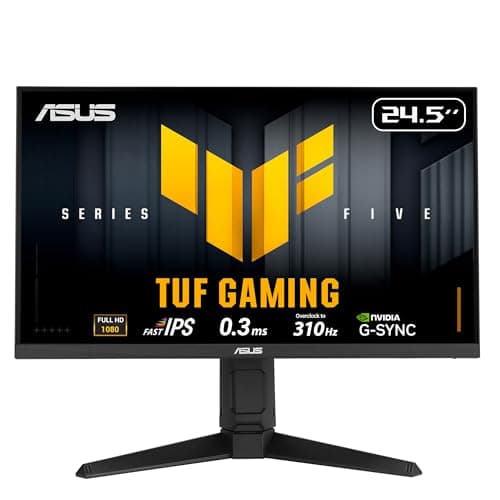 ASUS TUF Gaming Series 5 24.5” 1080P Gaming Monitor (VG259QMRL5A) - Full HD, Fast-IPS Panel, 310Hz, 0.3ms, DisplayHDR400, 99% sRGB, Height Adjustable, DisplayWidget, Gaming AI, 3 yr Warranty