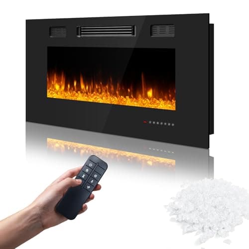 Ariiles 36 Inch Electric Fireplace Insert, Electric Fireplace Wall Mounted with Remote & Timer, Low Noise Heater Fireplaces for Living Room, Modern Recessed Fireplaces Decor