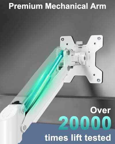 Single Monitor Mount Arm, VESA Desk Mount Stand for 13-32 inch Computer Screen up to 22 lbs, Adjustable Height Tall Monitor Arm with Tilt Swivel Rotation, VESA 75 100mm, White, Freelift 6