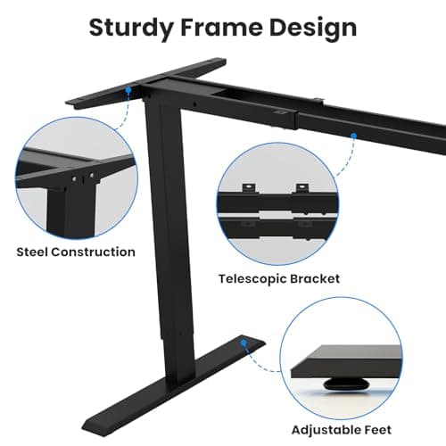ESpefy Dual Motor Standing Desk Frame- Height Adjustable Electric Desk Legs, Heavy Duty Sit to Stand Up Desk Base, 4 Memory Settings Controller for Adjustable DIY Desktop, Over 300 lbs Load Capacity 8