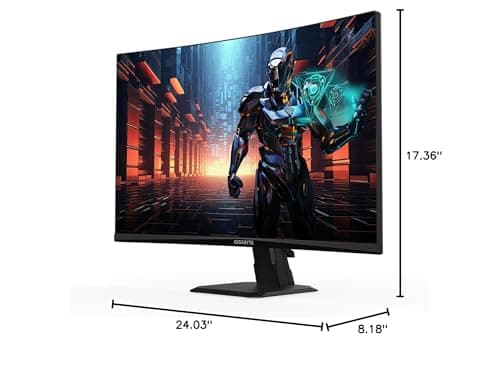 GIGABYTE GS27QC 27" 165Hz 1440P Curved Gaming Monitor, 2560 x 1440 VA 1500R Display, 1ms (MPRT) Response Time, HDR Ready, FreeSync Premium, 1x Display Port 1.4, 2X HDMI 2.0,Black 12