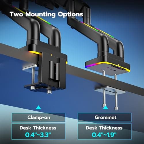 ARES WING Dual Monitor Mount for 17-35 Inch Ultrawide Heavy Duty Curved Screen, Computer Monitor Arm Desk Mount, Gas Spring Adjustable Vesa Stand, Black 6