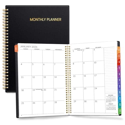 SUNEE 2026-2027 Planner - 24 Months (Jan 2026 - Dec 2027) - 7"x10" Monthly Spreads & Yearly Planner, Black