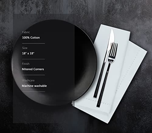 PurpleEssences Set of 12 Hemstitch Cloth Dinner Napkins 100% Cotton - Soft Durable Washable - Ideal for Wedding Spring Easter Summer - Perfect Everyday Use Table Linen 18x18 - White 7