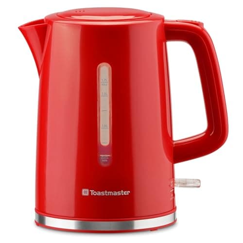 Toastmaster 1.7 Liter Electric Kettle - Tea & Coffee Kettle - Electric, Cordless Water Heater - Tea Water Boiler with Filter Pour Spot - Red