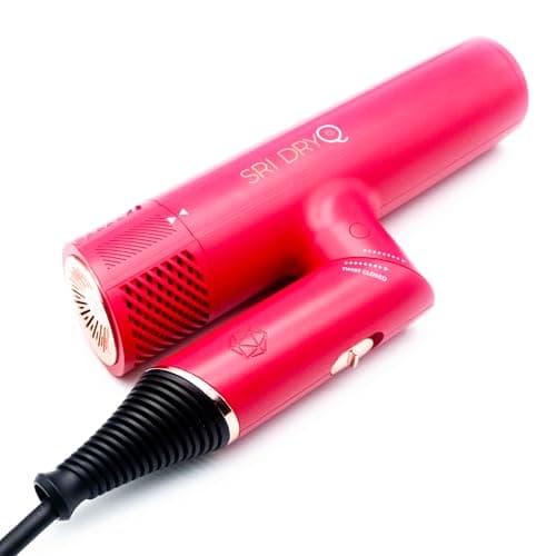 DryQ Smart Hair Dryer from SRILabs | Infrared and Ionic Technology - Lightweight + Foldable - Powerful + Quiet - 3 Magnetic Attachments - Heat Control with Locking Switch - Limited Edition (Magenta)