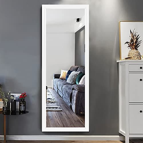 NeuType Full Length Wall Mirror - Mounted or Hanging on Door, Polystyrene Frame for Home Decoration, White 43"x16"