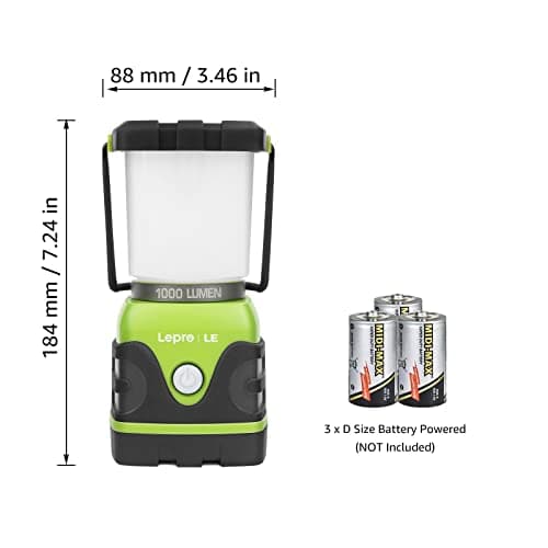LE 1000LM Battery Powered LED Camping Lantern, Waterproof Tent Light with 4 Light Modes, Camping Essentials, Portable Lantern Flashlight for Camping, Emergency Light, Power Outages, Not Rechargeable 2