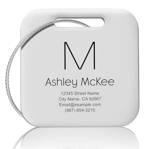 Luggage Tags for Suitcase - Personalized Engraved Stainless Steel Metal Tag for Cruise Travel - Custom Name Tags Suitable for Bags and Backpacks