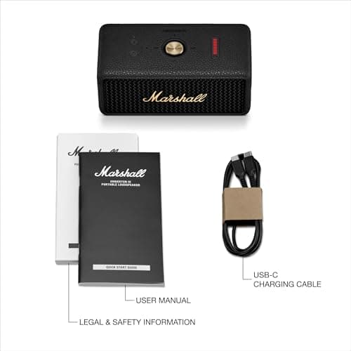 Marshall Emberton III Portable Bluetooth Speaker - Rugged Waterproof IP67 Design | Loud Stereo Sound, Deep Bass with 32+ Hr Playtime | Compact and Wireless for Travel and Outdoors - Black & Brass 9