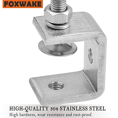 Stainless Steel C Clamps Mini 1 Inch for Mounting, Heavy Duty Metal U Clamps for Metal Working, Small Desk Clamp with Stable Wide Jaw Opening & Protective Pads/I-Beam Design (6pcs) 5