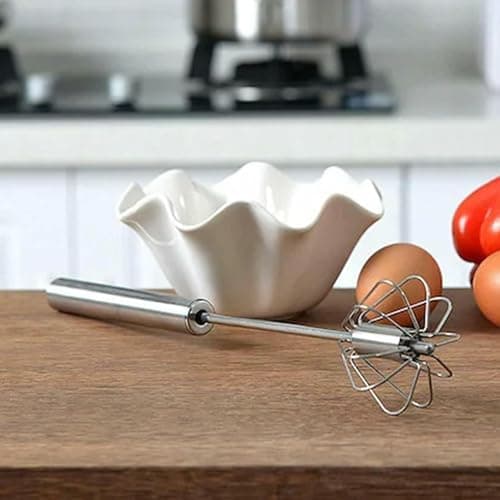 Import Unk 1 Stainless Steel Whizzy Whisk, Semi Automatic Whisk Egg Whisks Mixer for Stirring, Blending, Whisking, & Beating Blender, Hand Push Mixer (10 inches) 8